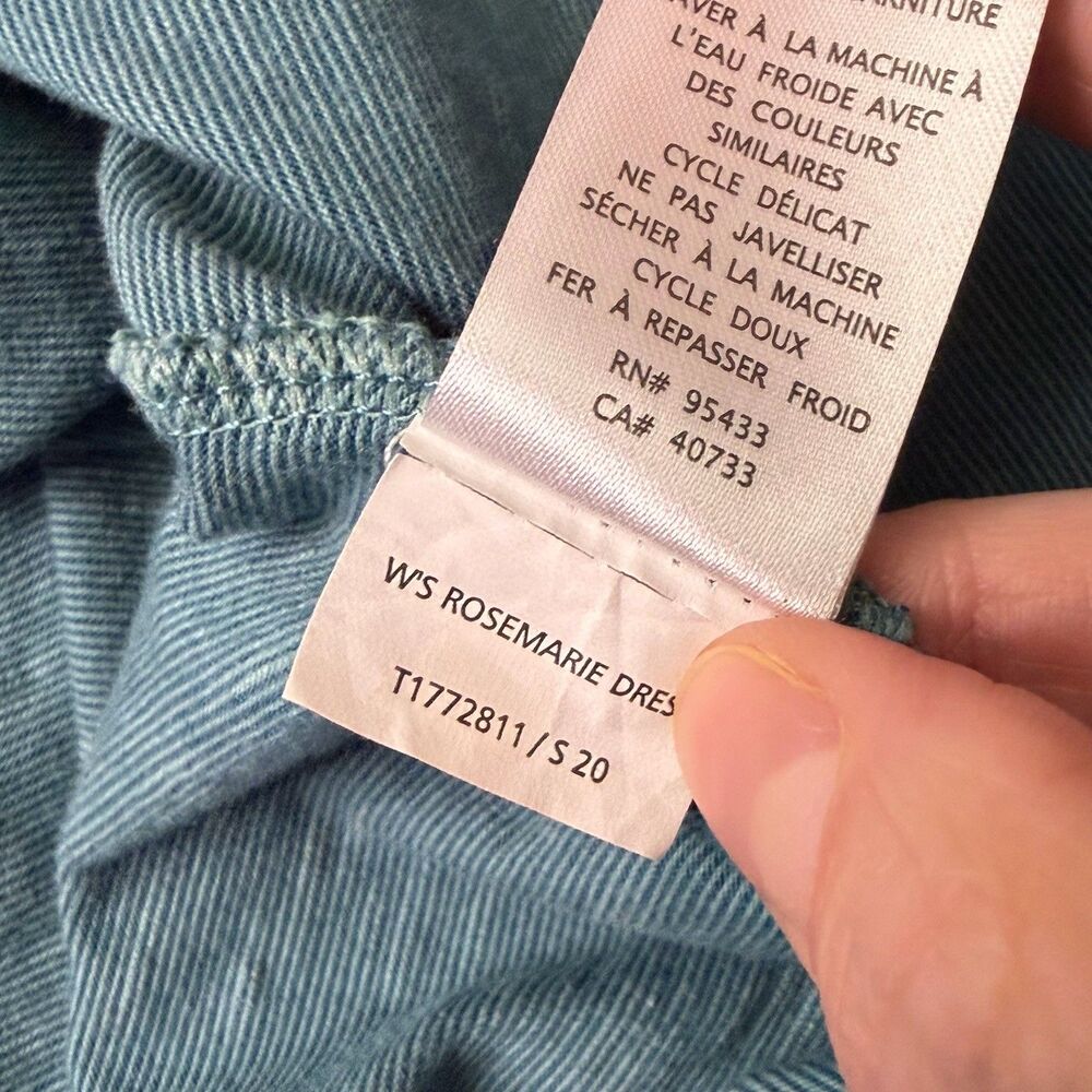 Toad&Co Rosemarie Dress Small Heather Teal V Neck Zip Pocket Organic Cotton EUC - Picture 4 of 8